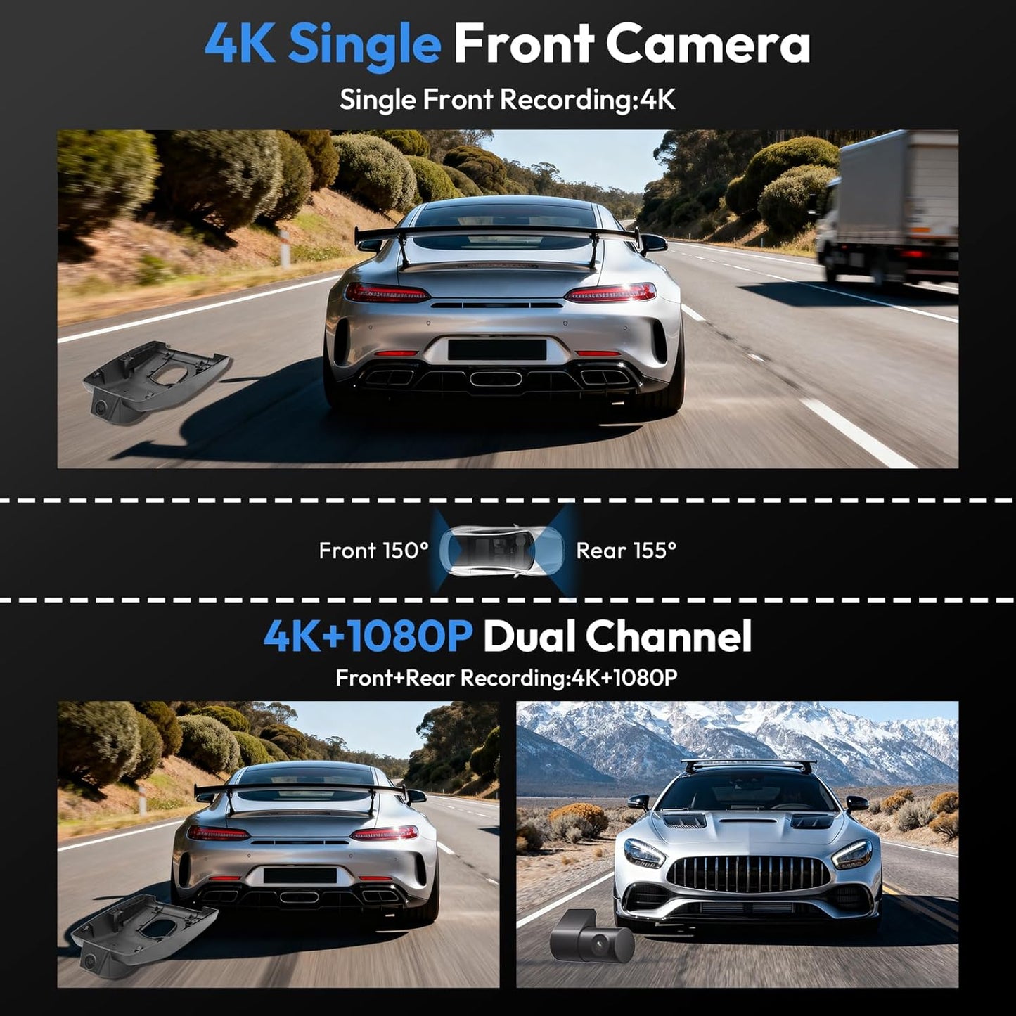 CLAROVUE Integrated 4k Dash Cam for Toyota Tundra (2017-2026) Front and Rear CLAROVUE