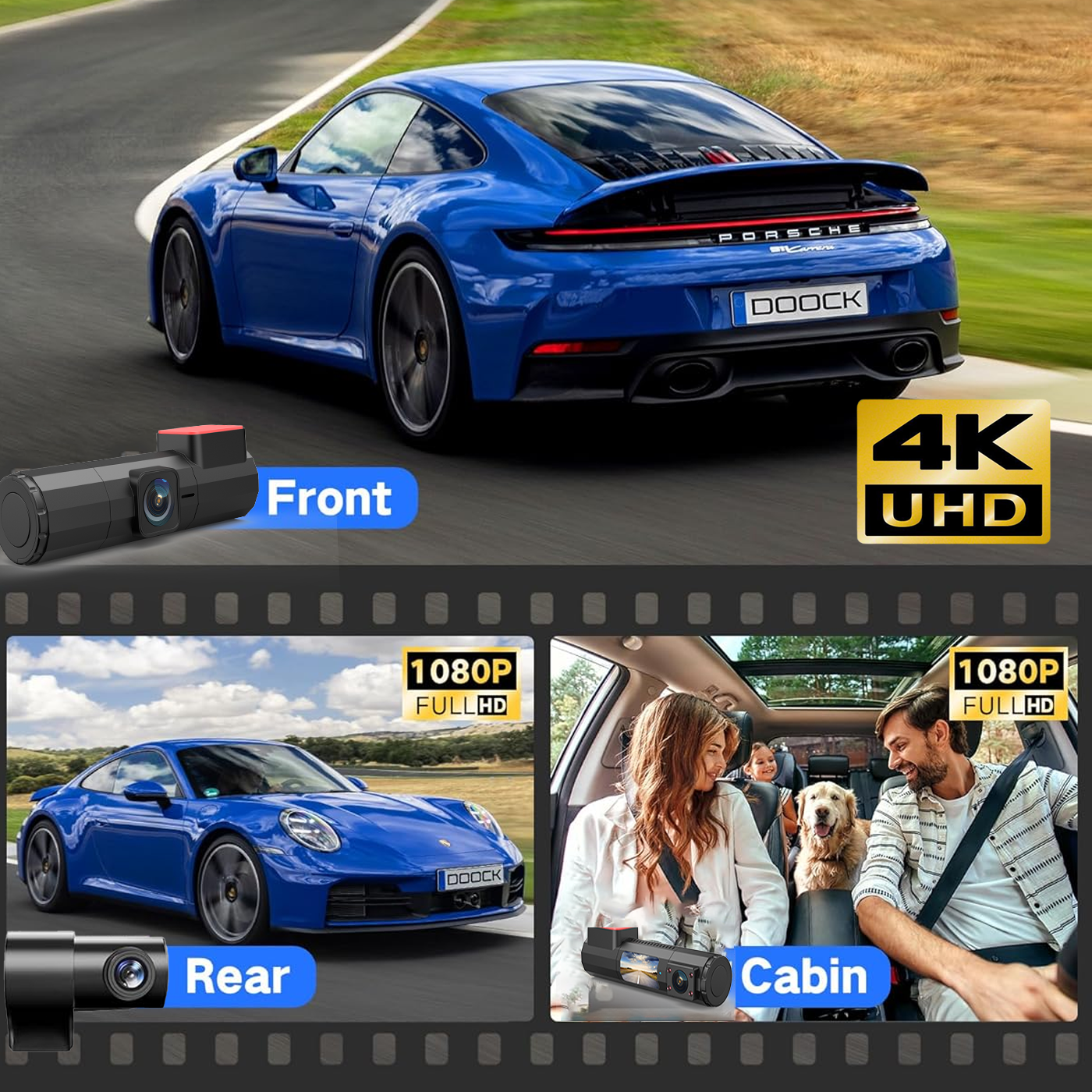 CLAROVUE 4K Three-Channel Dash Cam CLAROVUE