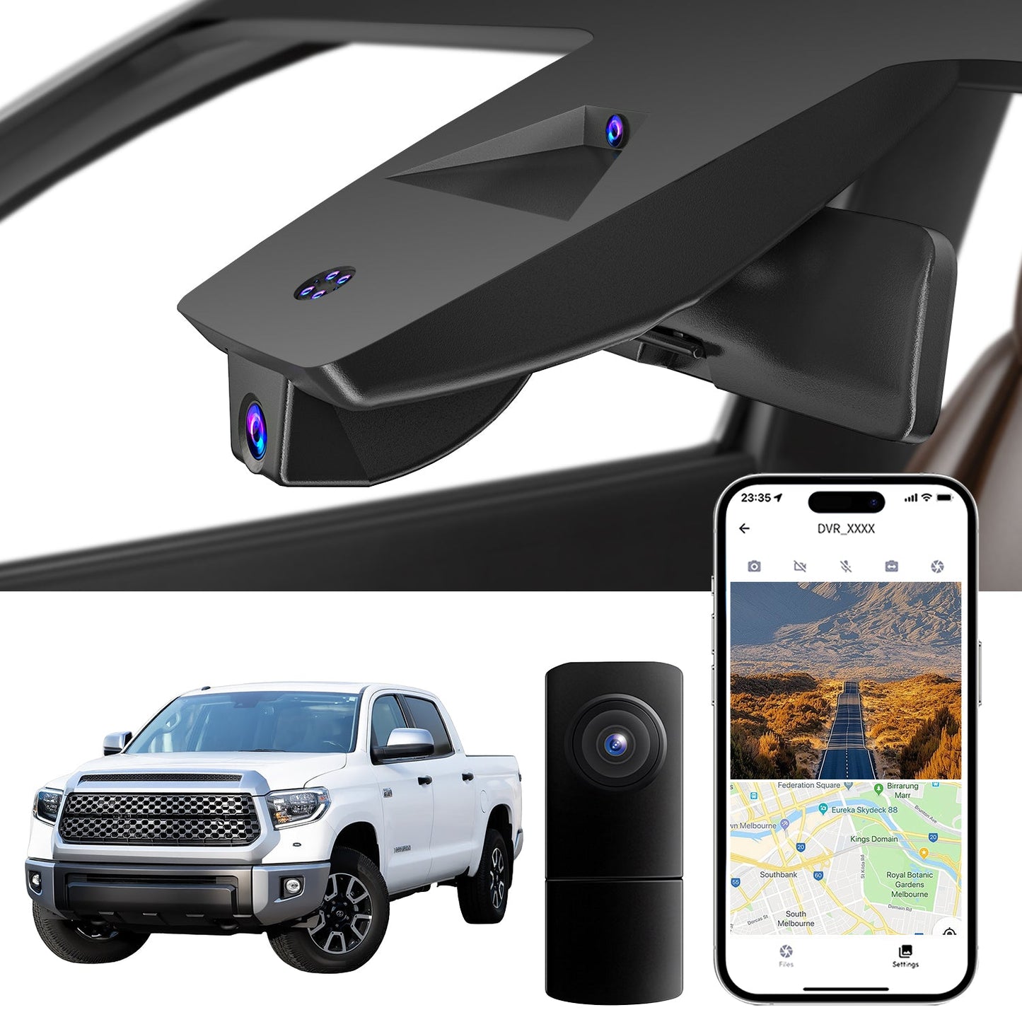 CLAROVUE Integrated 4k Dash Cam for Toyota Tundra (2017-2026) Front and Rear CLAROVUE