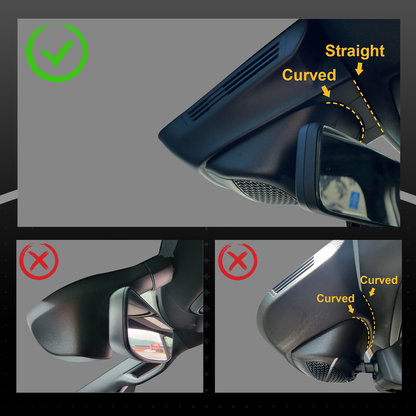 An image showing the compatibility with the Dodge RAM 1500, demonstrating what the rearview mirror of a suitable vehicle for installation looks like.