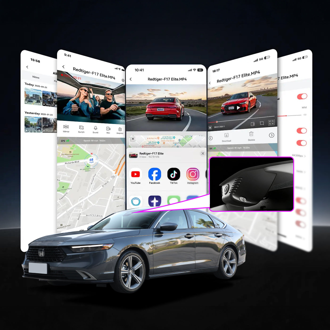 CLAROVUE Integrated 4K Dash Cam for Honda Civic (2022-2026) Front and Rear