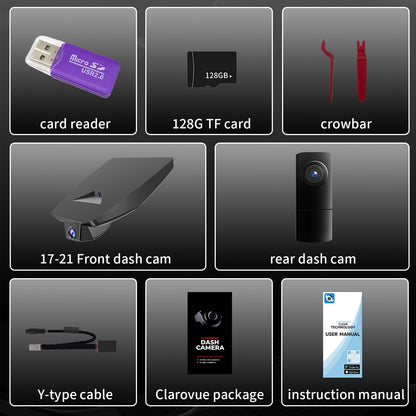 CLAROVUE Integrated 4k Dash Cam for Toyota Tundra & Sequoia (2017-2026) Front and Rear