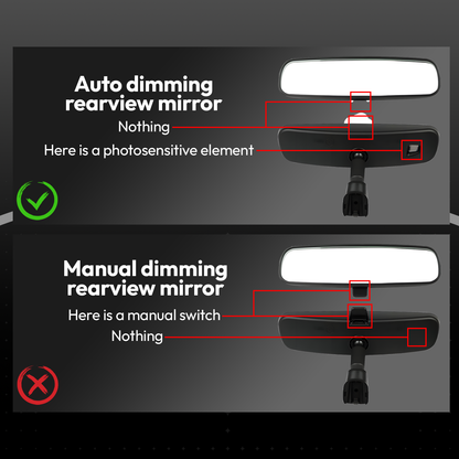 An image showing the compatibility with Chevy Silverado, demonstrating what the rearview mirror of a suitable vehicle for installation looks like.