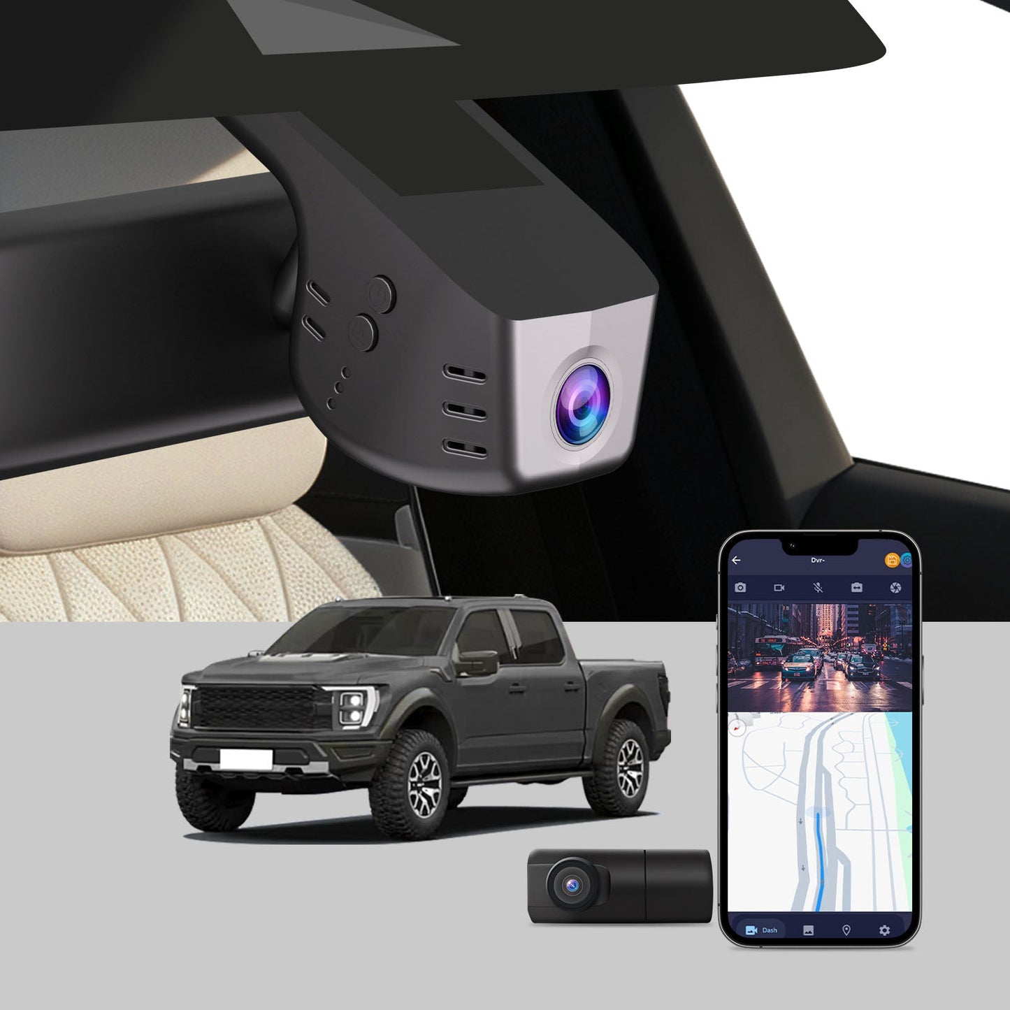 CLAROVUE Integrated Dash Cam for Ford  F150/F250/F350 RAPTOR (Model A 2018-2025) CLAROVUE