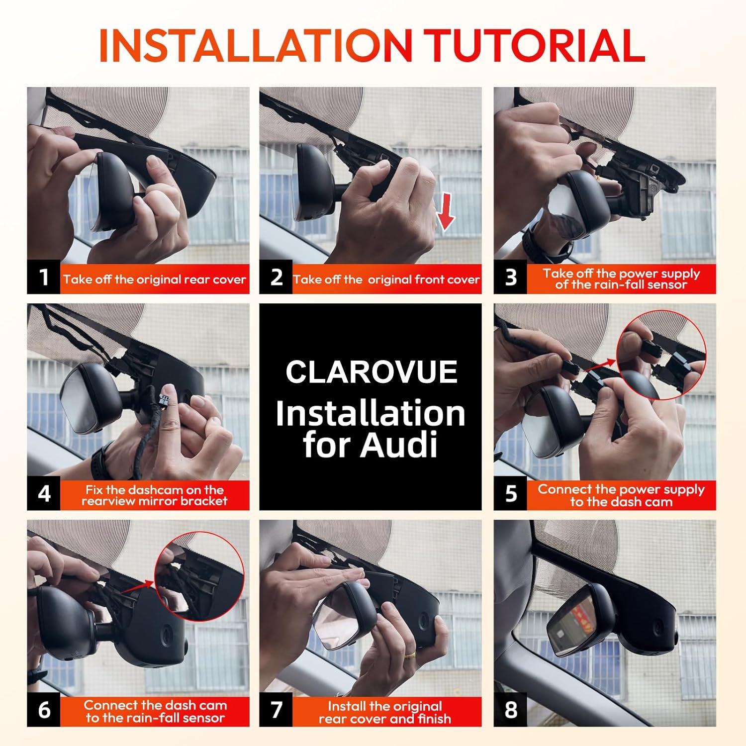 CLAROVUE Integrated Dash Cam for Audi  A4 A3 A5 A6 Q5 S4 S6 Q7 A8 Q8 S8 TT A7 S5 Q3 e-tron (Model A) CLAROVUE