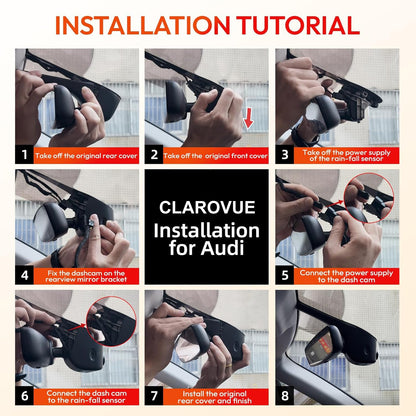 CLAROVUE Integrated Dash Cam for Audi  A4 A3 A5 A6 Q5 S4 S6 Q7 A8 Q8 S8 TT A7 S5 Q3 e-tron (Model A) CLAROVUE