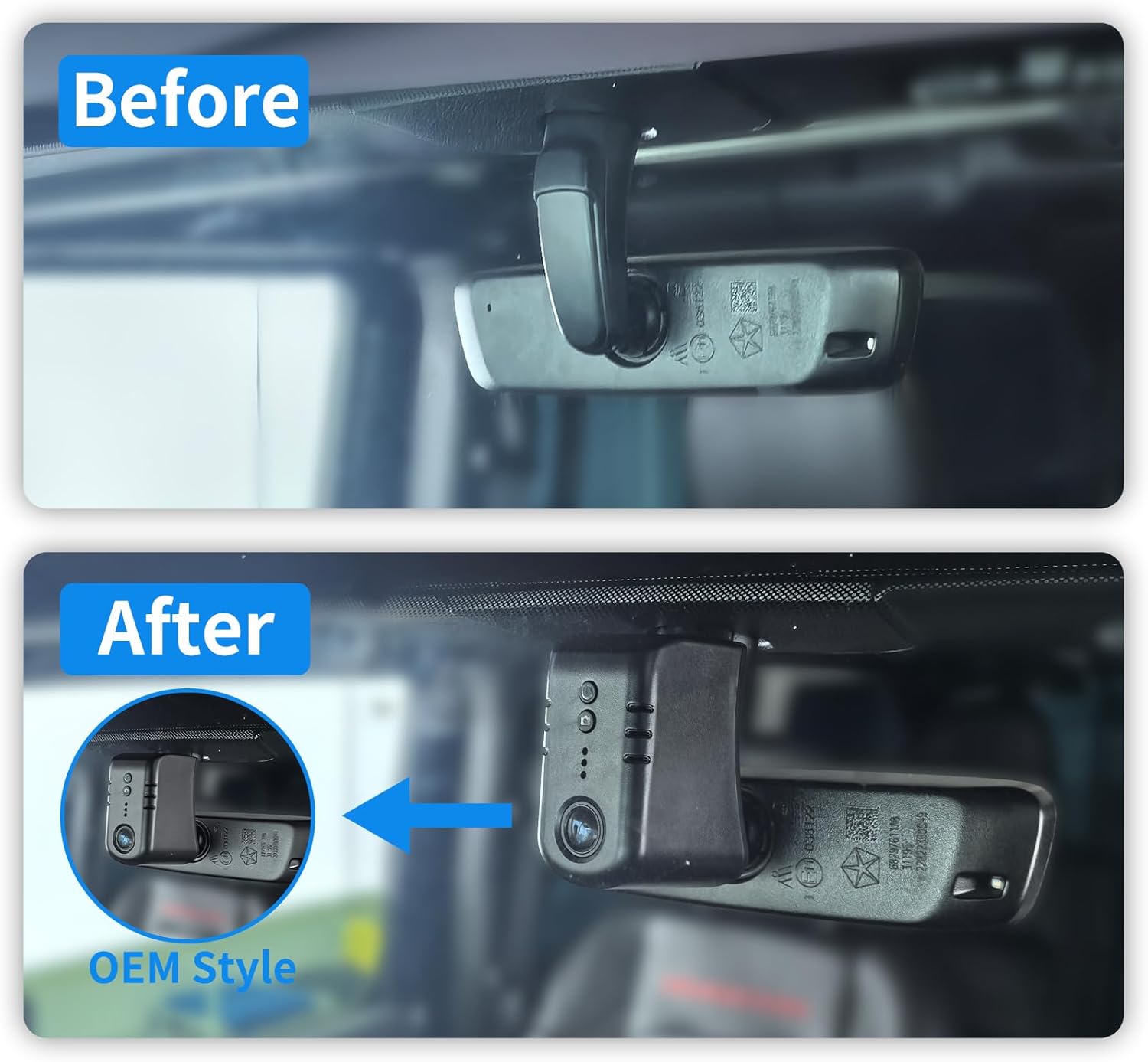 CLAROVUE Integrated 4K Dash Cam for Jeep Wrangler & Gladiator (2018-2024)- Front and Rear Camera CLAROVUE