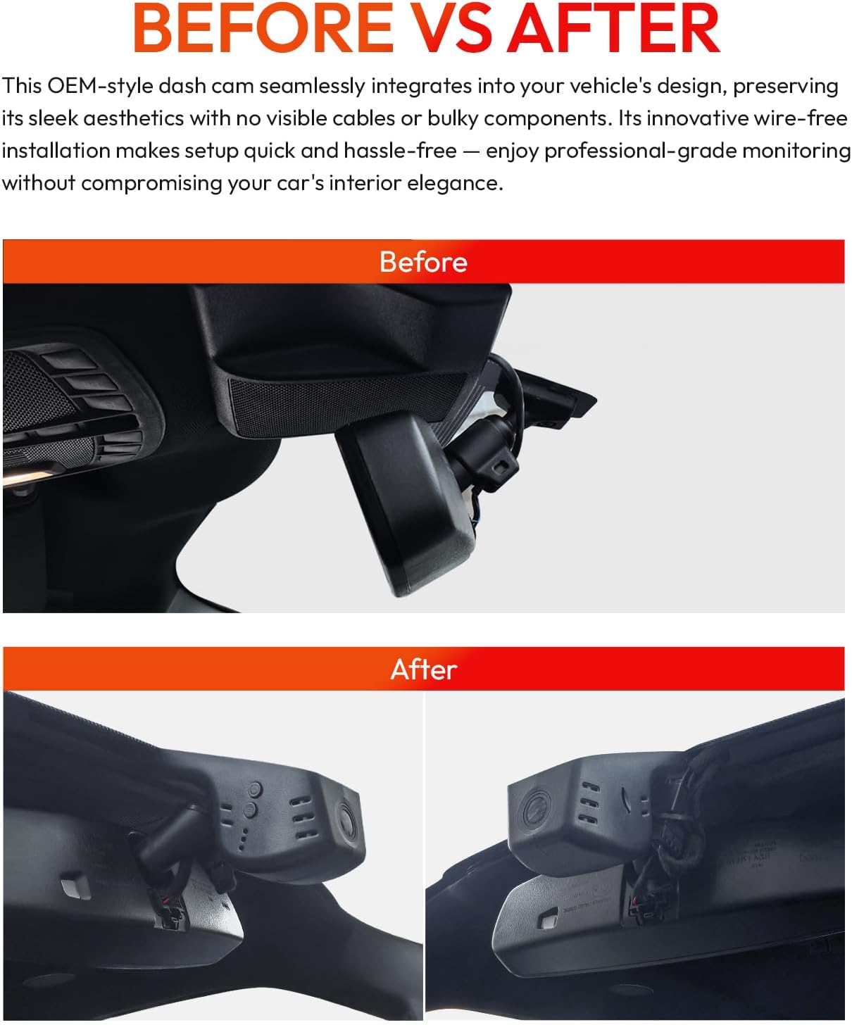 CLAROVUE Integrated 4K Dash Cam for Ford  F150/F250/F350 RAPTOR (Model A 2018-2025) Front and Rear CLAROVUE